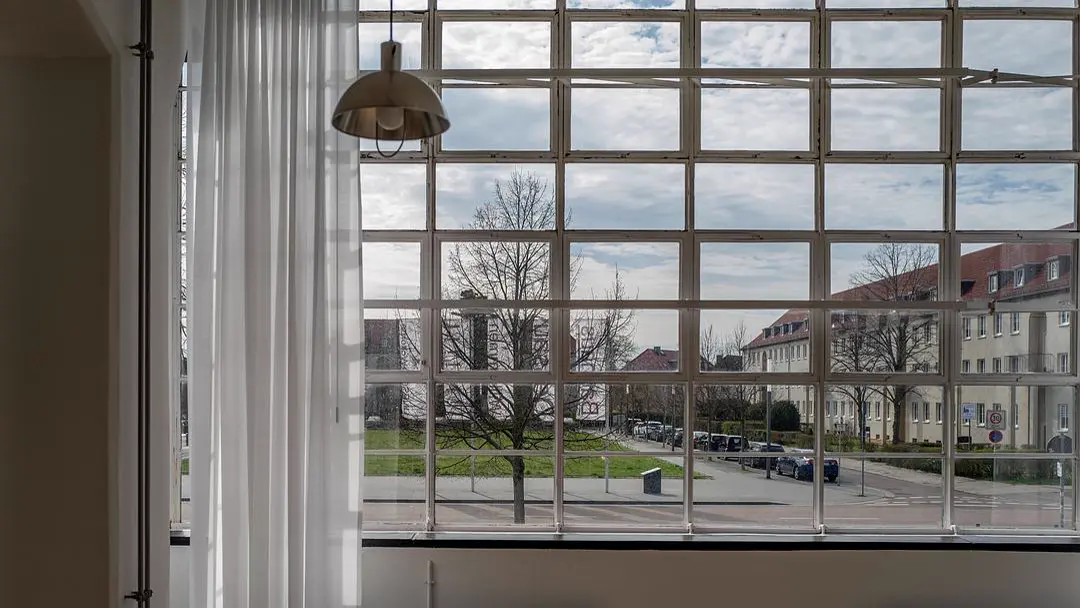 Outside the window of the front desk